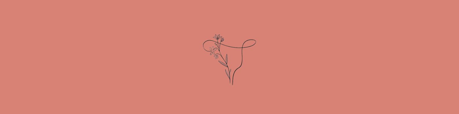 Ilustración de línea: la silueta de un útero trazada de un solo trazo, con flores.