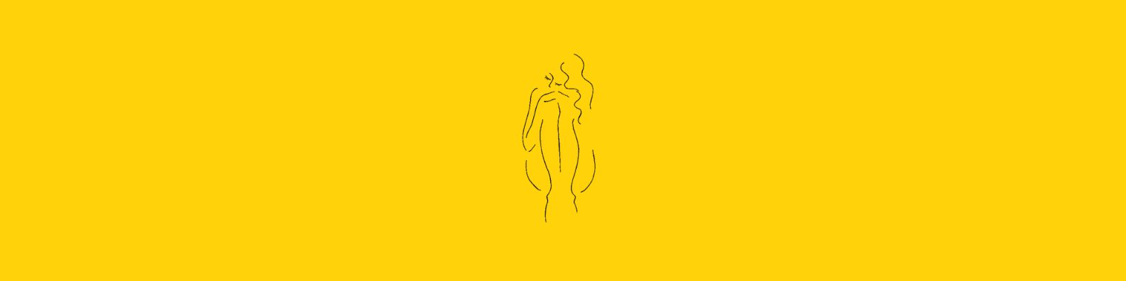 Ilustración de línea: la silueta de una mujer de pie, de espaldas.